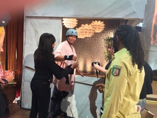 Queen Latifah getting ready backstage