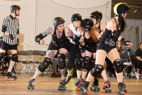 (Shade from left to right) Uma Bomber, Agony Andy, Jane Flinch, The Big LeBekski